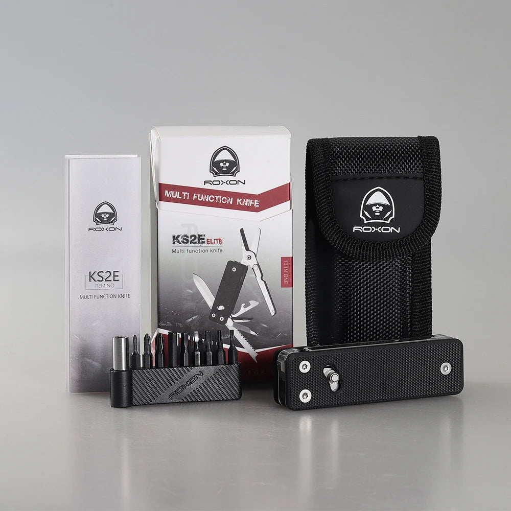 ROXON KS2EMulti-function pocket knife with big scissor tool, G10 handle and Pocket clip good for Campin