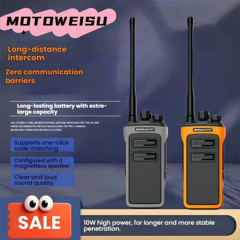 MOTOWEISU Portable Two Way Long Range High Power Walkie Talkie UHF 400-470 Mhz VOX Clear Sound Upgrade Two Way Radio for Outdoor