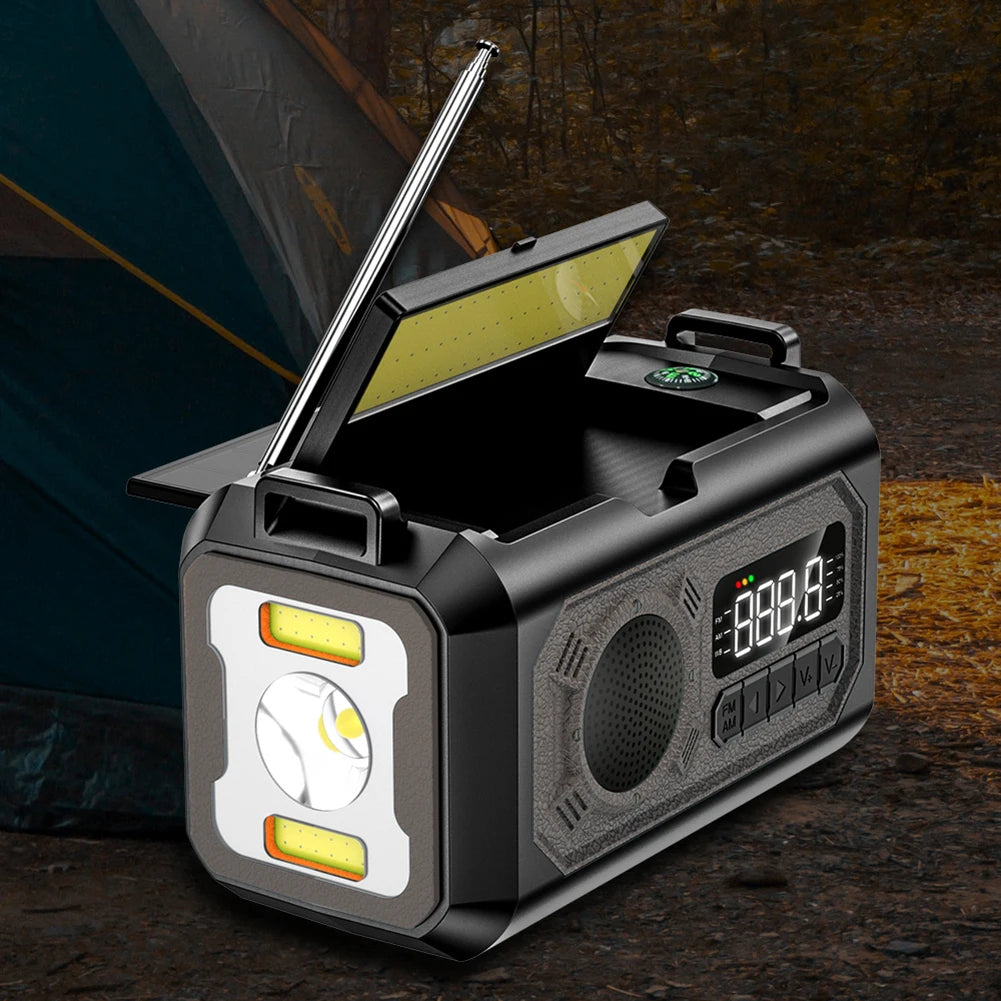 Portable Emergency Radio Solar Hand Crank AM/FM/NOAA Weather Radio Power Bank Flashlight SOS Alarm Outdoor Survival Supplies