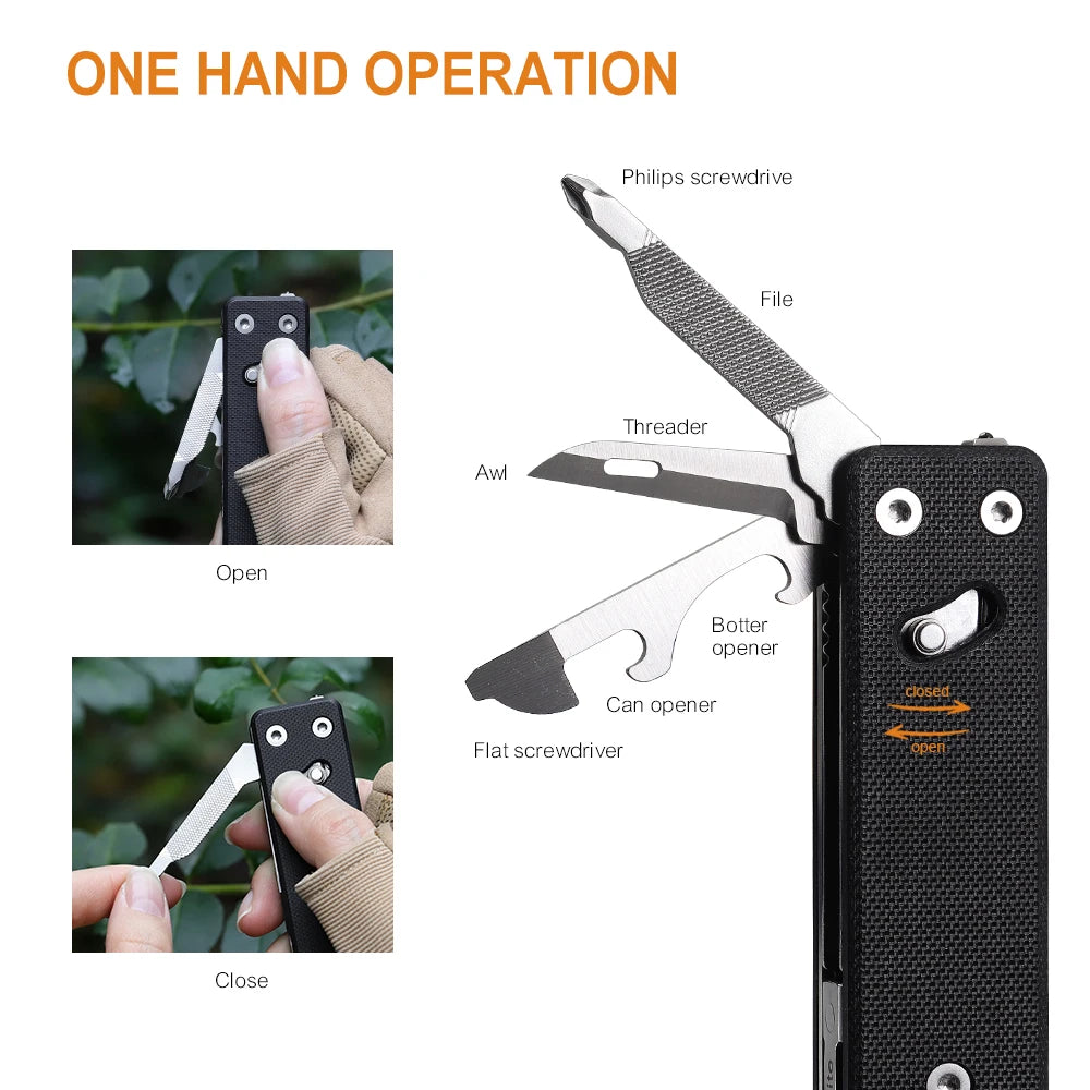 ROXON KS2EMulti-function pocket knife with big scissor tool, G10 handle and Pocket clip good for Campin